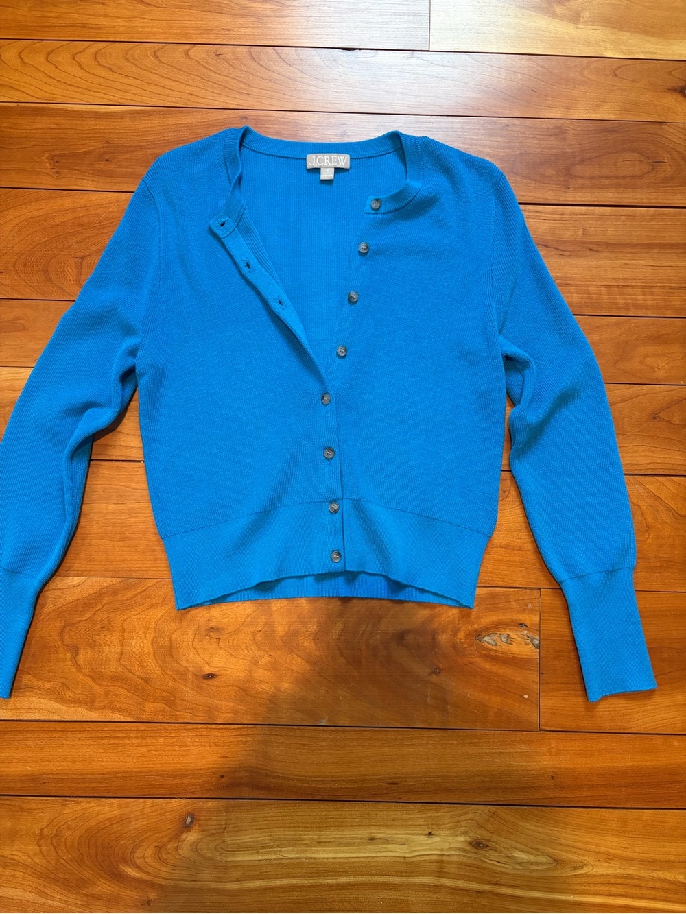 J. Crew Bright Blue Button-Front Cropped Cardigan